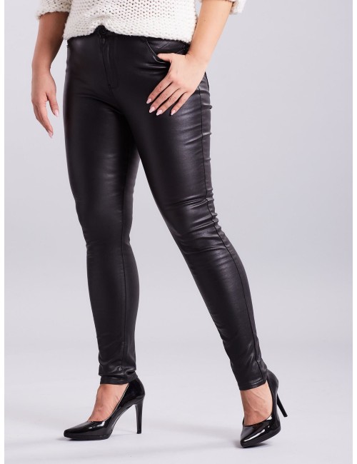 Woskowane spodnie czarne PLUS SIZE
