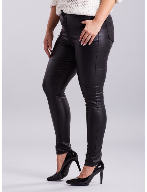 Woskowane spodnie czarne PLUS SIZE