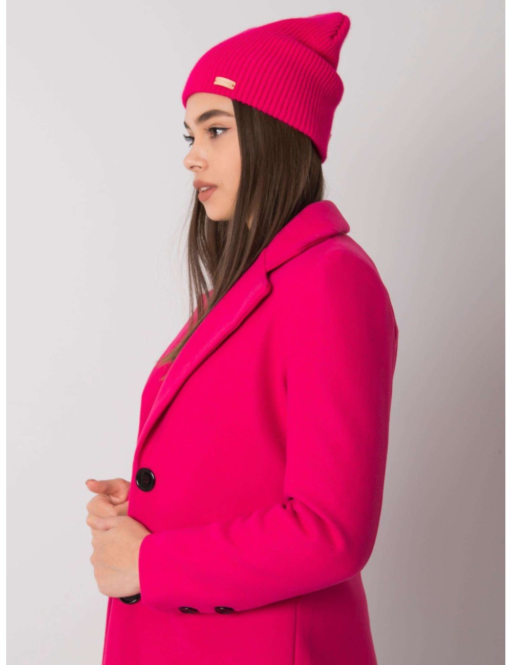 RUE PARIS Jasnofioletowa czapka beanie z dzianiny