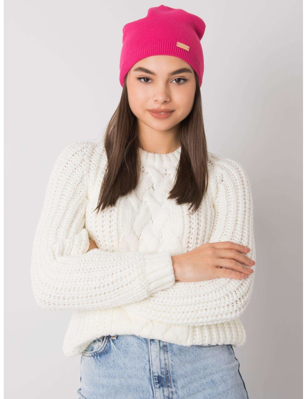 Beżowa melanżowa czapka typu beanie RUE PARIS