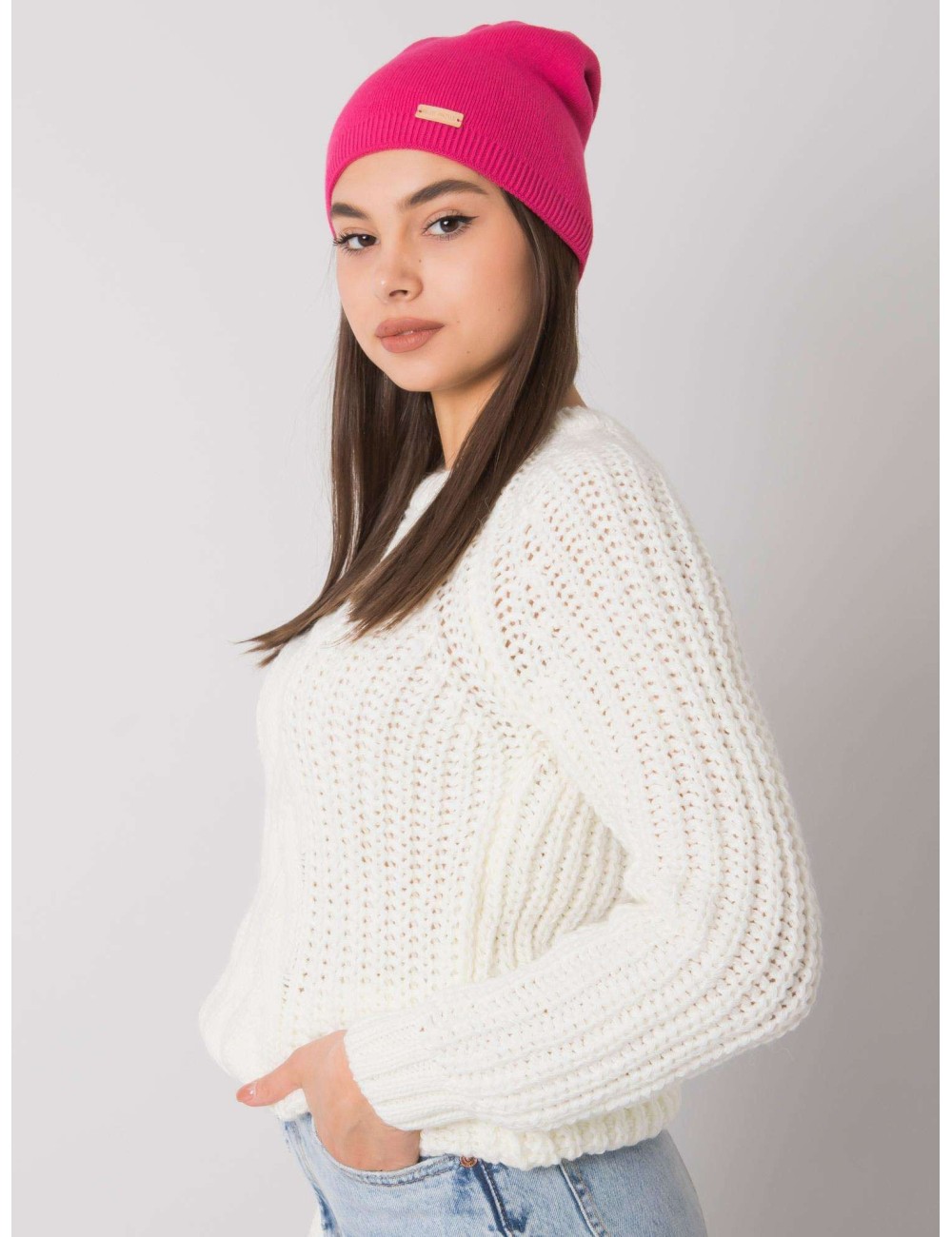 Beżowa melanżowa czapka typu beanie RUE PARIS