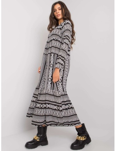 Czarna sukienka maxi w geometryczne wzory