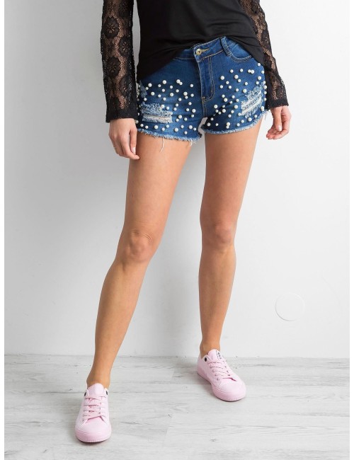 Szorty dżinsowe z perełkami