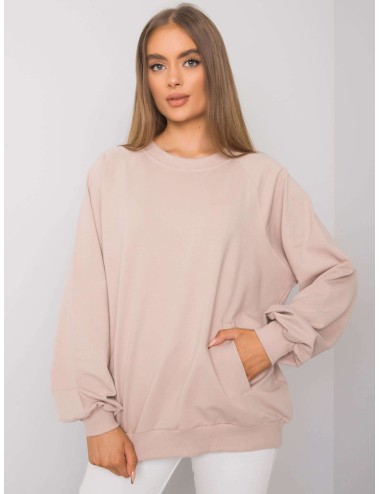 RUE PARIS Jasnobeżowa bawełniana bluza bez kaptura