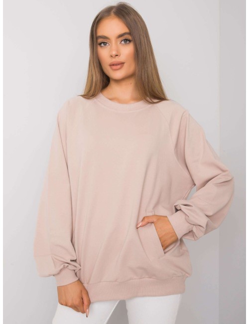 RUE PARIS Jasnobeżowa bawełniana bluza bez kaptura