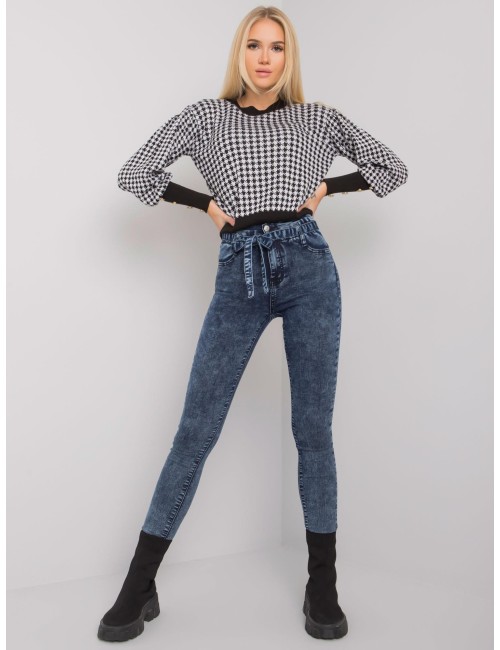 Szare jeansy slim fit z paskiem