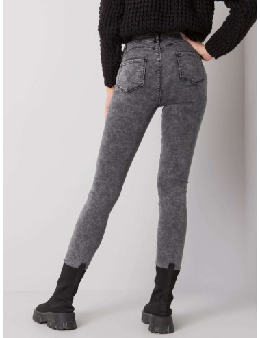 Szare jeansowe rurki high waist
