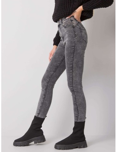 Szare jeansowe rurki high waist