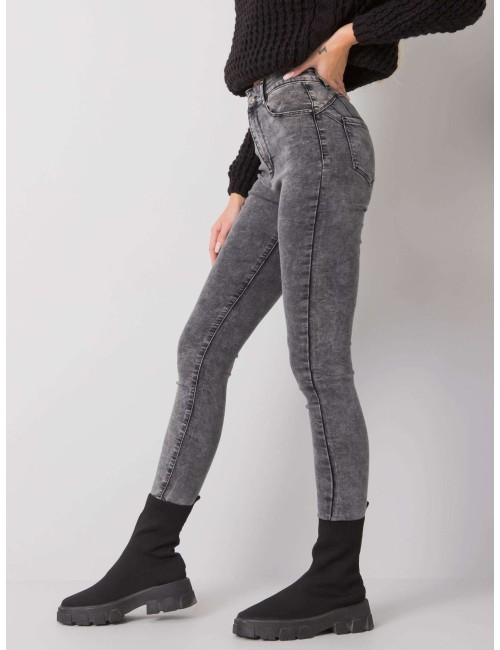 Szare jeansowe rurki high waist