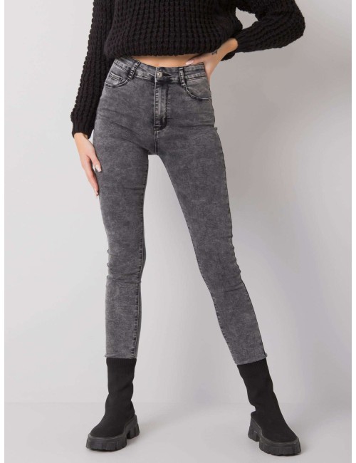 Szare jeansowe rurki high waist