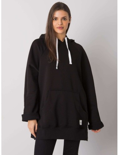 RUE PARIS Czarna bluza kangurka z kapturem