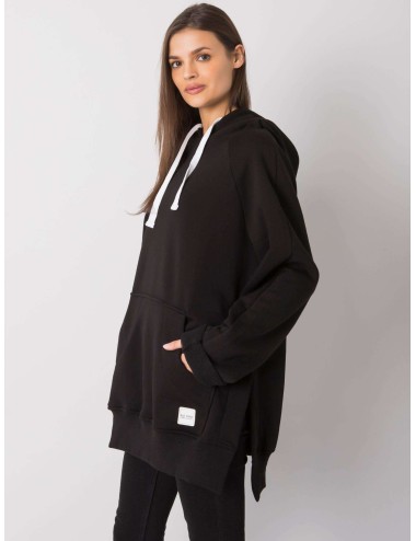 RUE PARIS Czarna bluza kangurka z kapturem