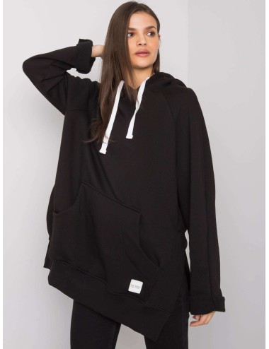 RUE PARIS Czarna bluza kangurka z kapturem