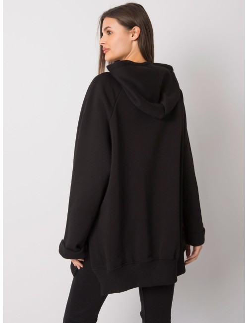 RUE PARIS Czarna bluza kangurka z kapturem