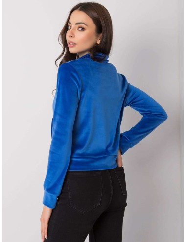 RUE PARIS Ciemnofioletowa bluza z weluru na suwak