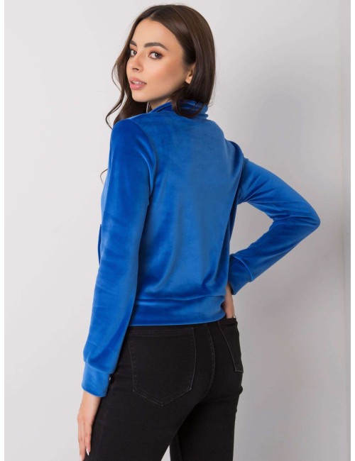 RUE PARIS Ciemnofioletowa bluza z weluru na suwak