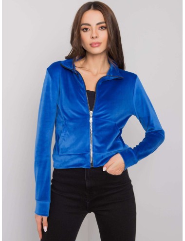RUE PARIS Ciemnofioletowa bluza z weluru na suwak