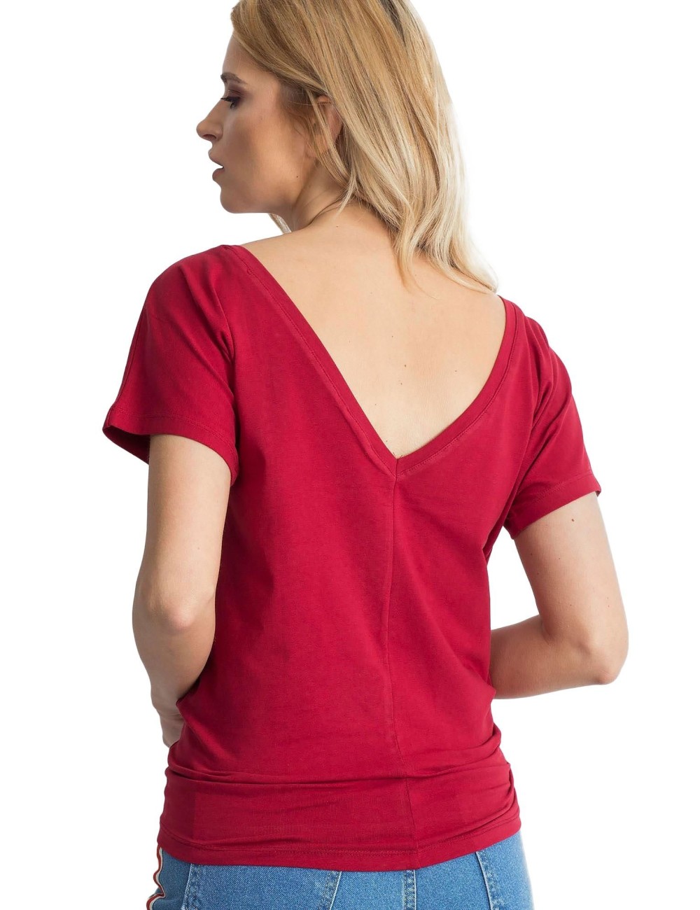 T-shirt z dekoltem z tyłu