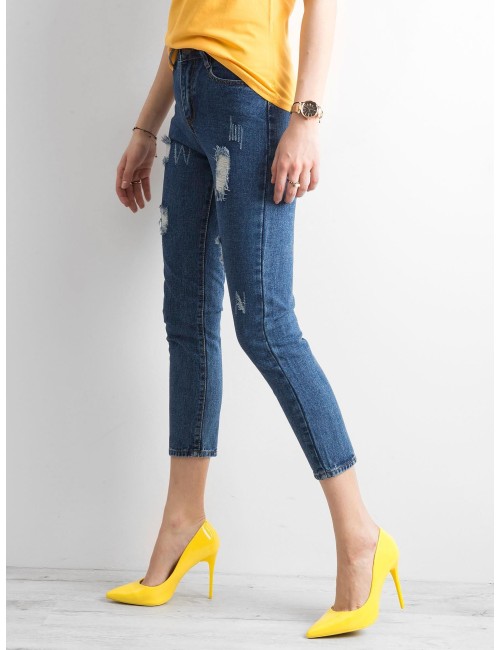 Spodnie ankle jeans z przetarciami