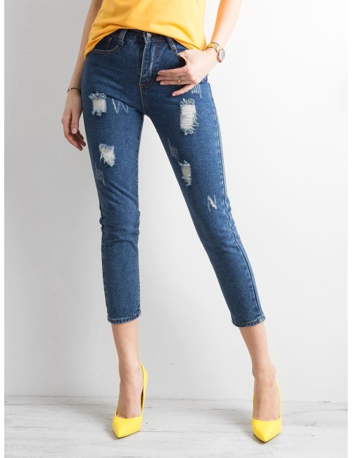 Spodnie ankle jeans z przetarciami