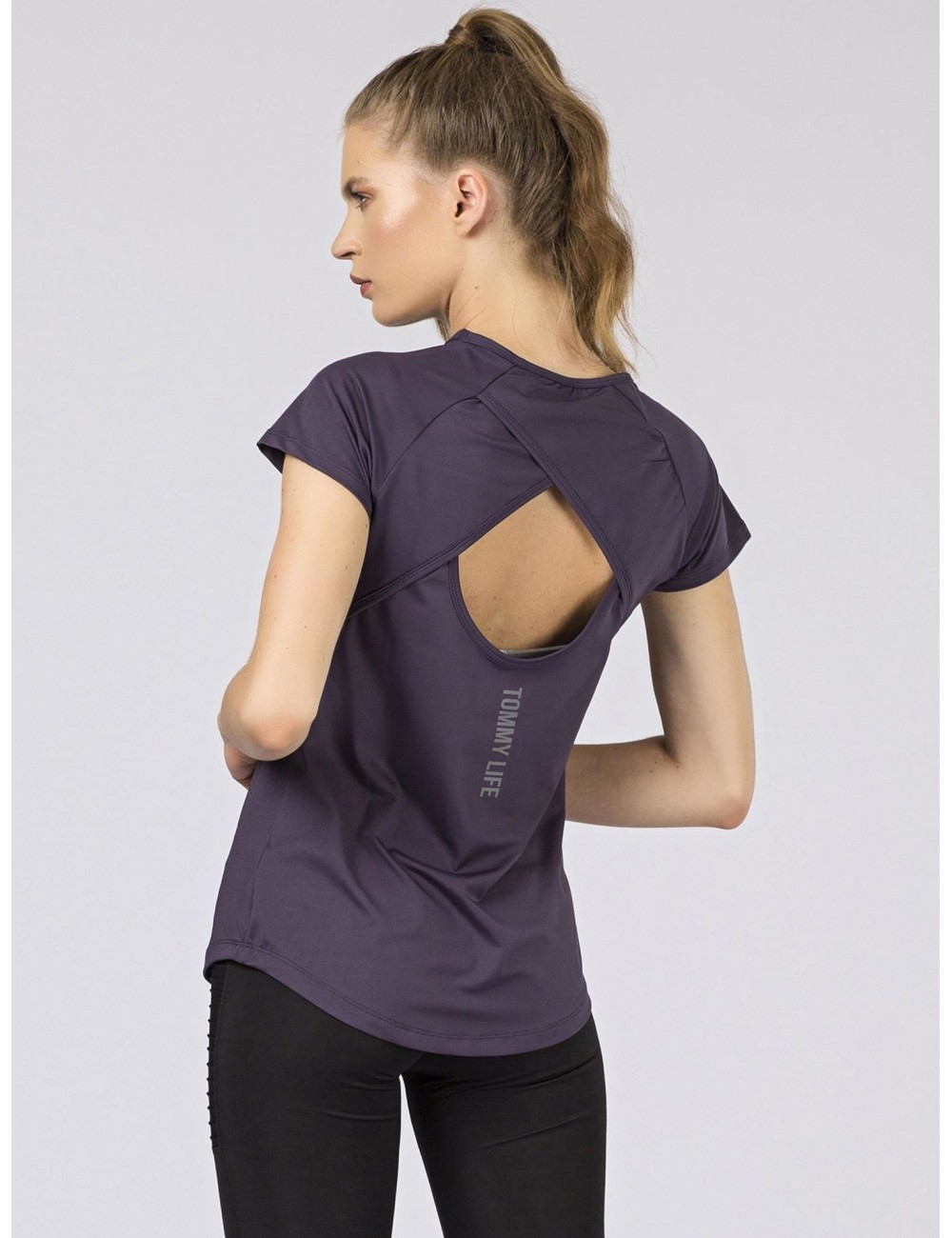Damski sportowy t-shirt fioletowy TOMMY LIFE