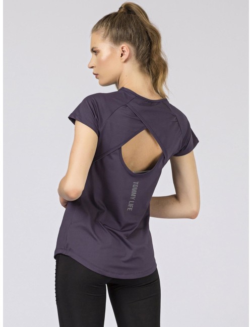 Damski sportowy t-shirt fioletowy TOMMY LIFE