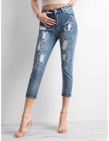 Jeansy mom jeans z przetarciami