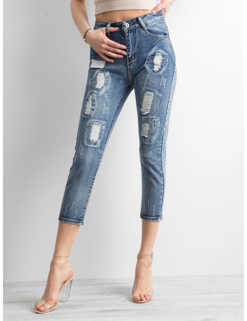 Jeansy mom jeans z przetarciami
