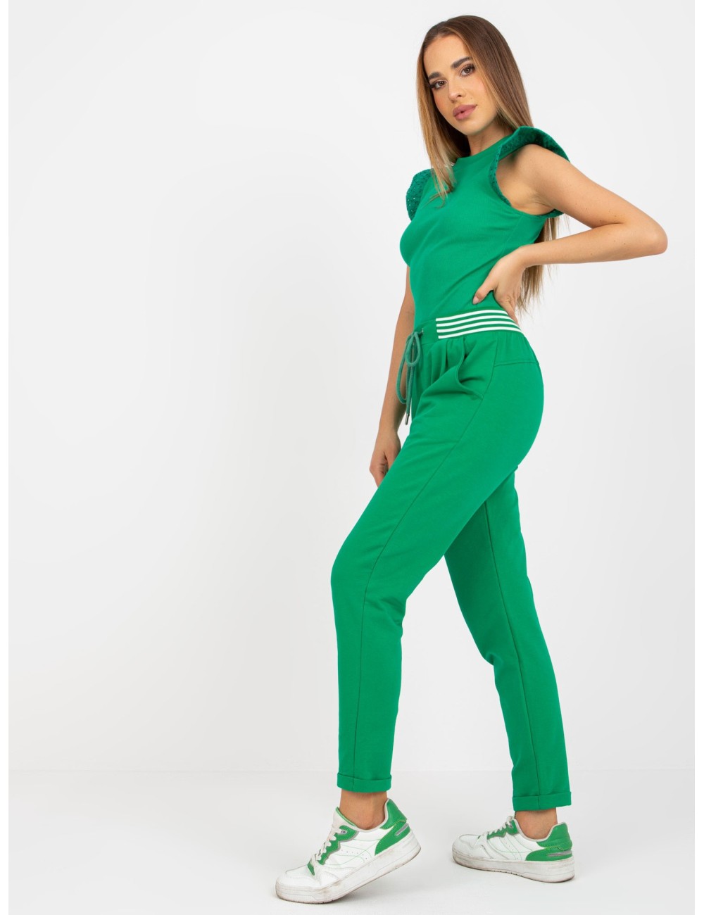 Dresowe spodnie basic z bawełny RUE PARIS