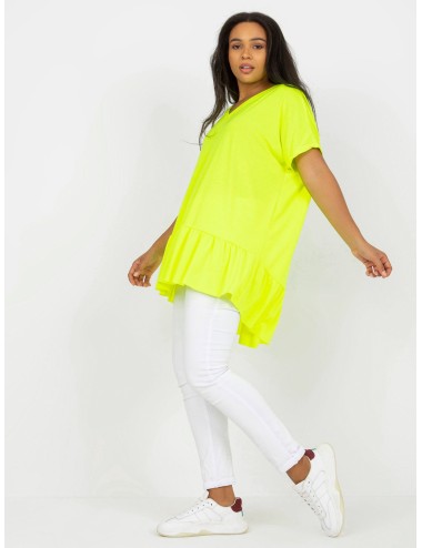 Żółta codzienna tunika plus size z dekoltem w serek