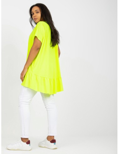 Żółta codzienna tunika plus size z dekoltem w serek