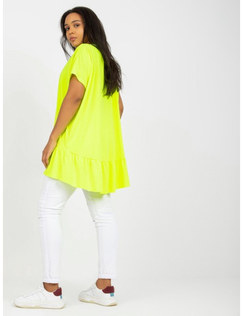 Żółta codzienna tunika plus size z dekoltem w serek