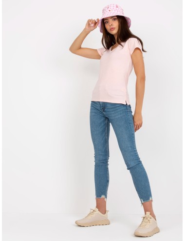 T-shirt basic z dekoltem w serek