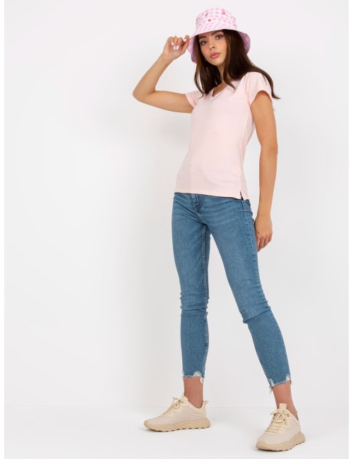 T-shirt basic z dekoltem w serek