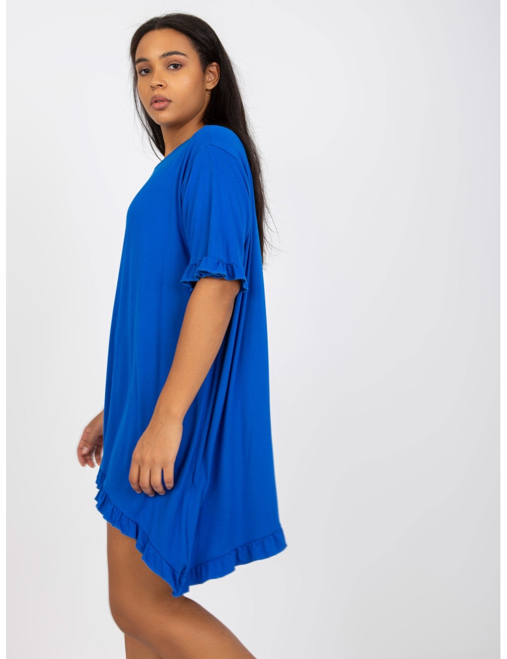 Mini sukienka plus size z falbaną