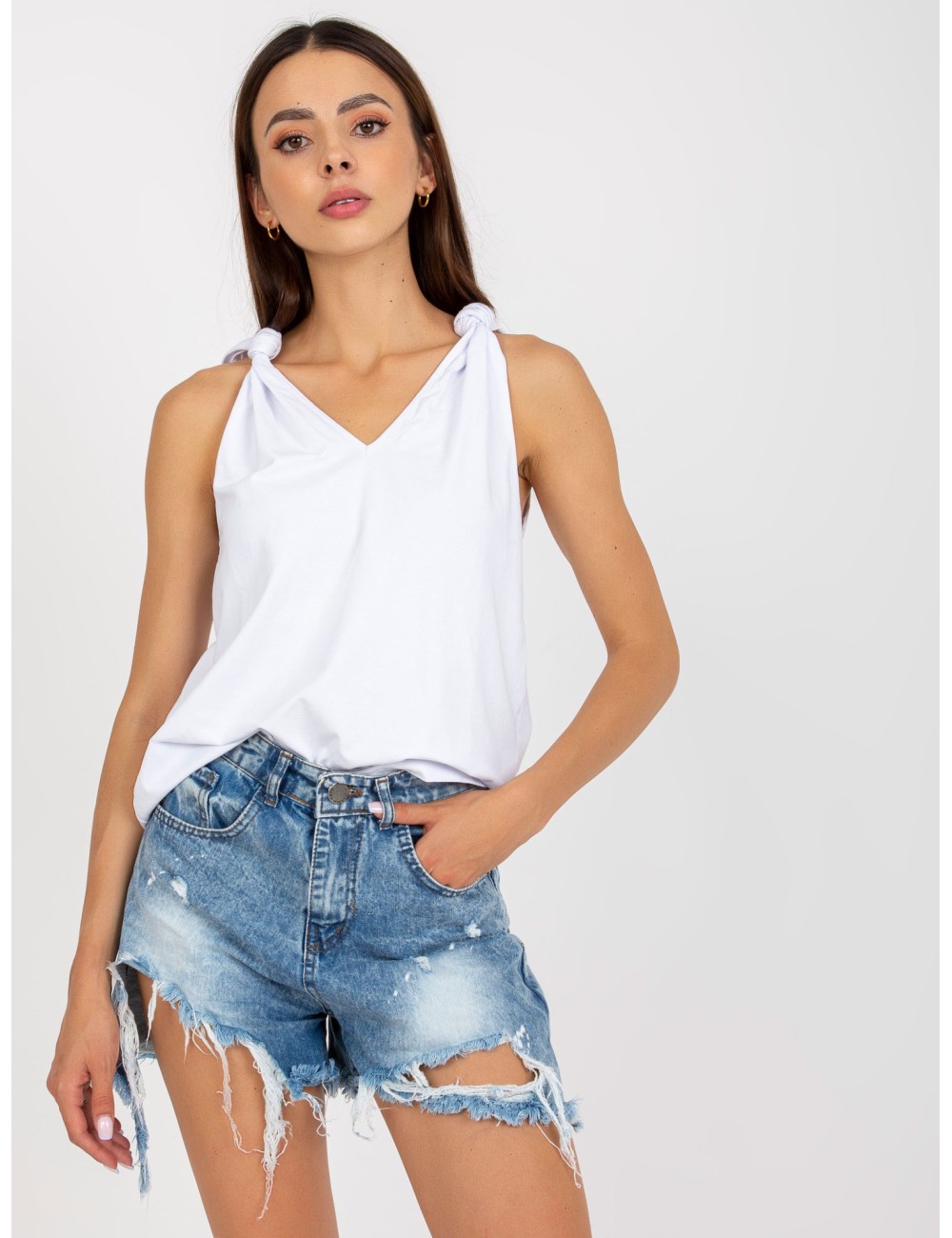 Gładki top basic z wiązanymi ramiączkami RUE PARIS