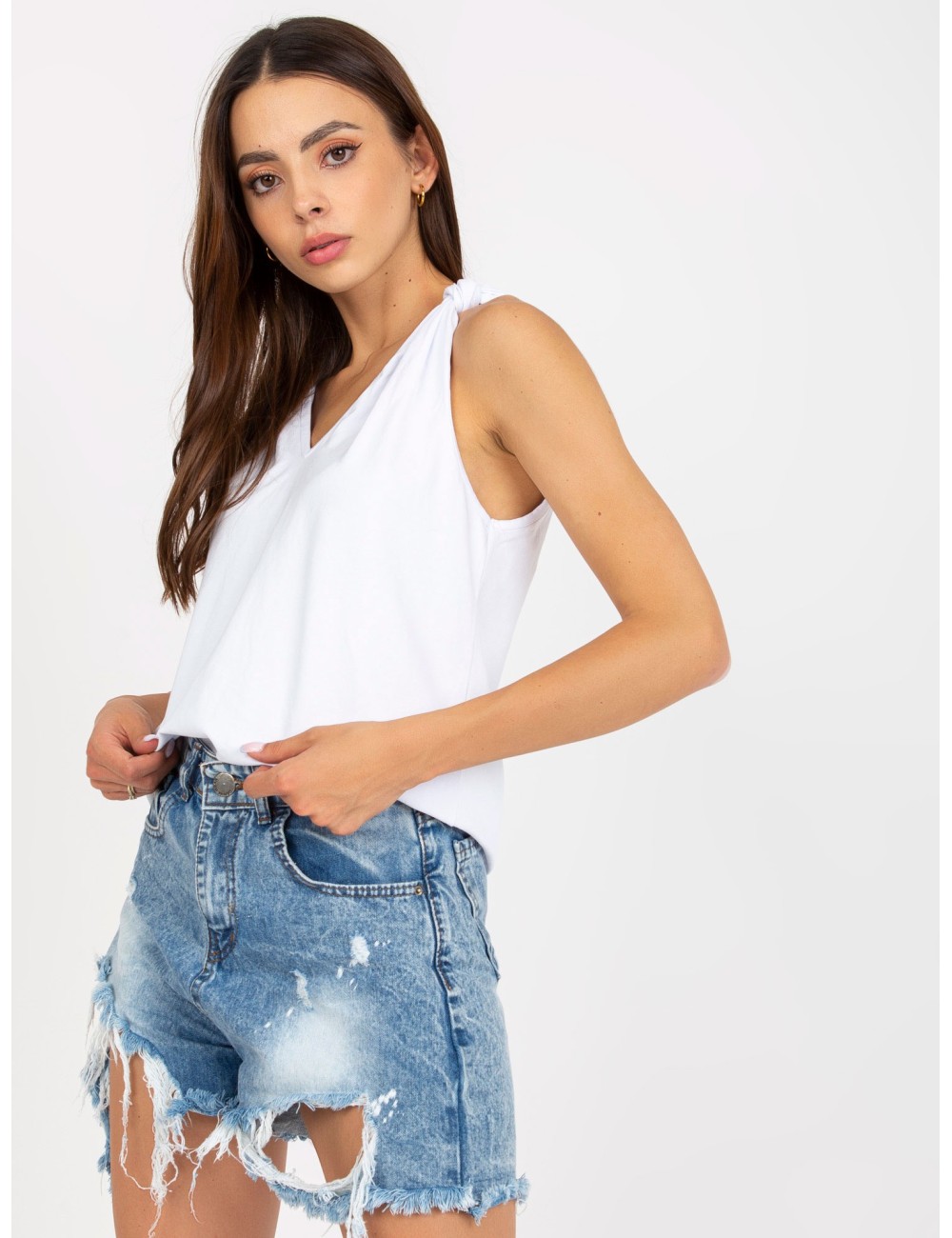 Gładki top basic z wiązanymi ramiączkami RUE PARIS