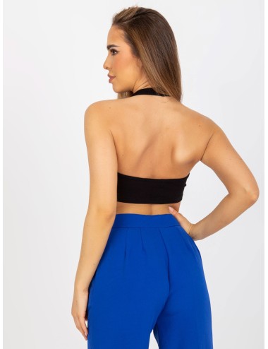 Prążkowany crop top basic na szyję RUE PARIS