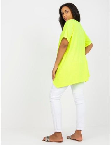 Żółta wiskozowa tunika plus size z krótkim rękawem