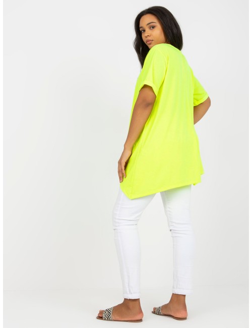 Żółta wiskozowa tunika plus size z krótkim rękawem
