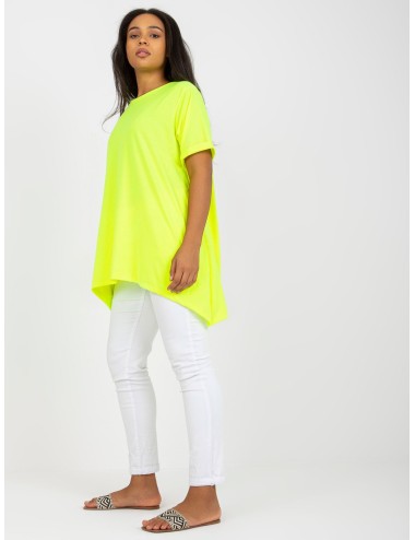 Żółta wiskozowa tunika plus size z krótkim rękawem