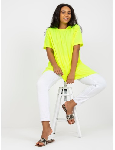 Żółta wiskozowa tunika plus size z krótkim rękawem