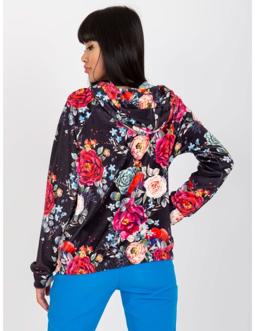 Biała welurowa bluza rozpinana w kwiaty RUE PARIS