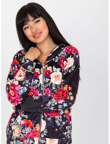 Biała welurowa bluza rozpinana w kwiaty RUE PARIS