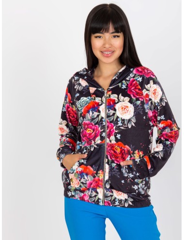Biała welurowa bluza rozpinana w kwiaty RUE PARIS