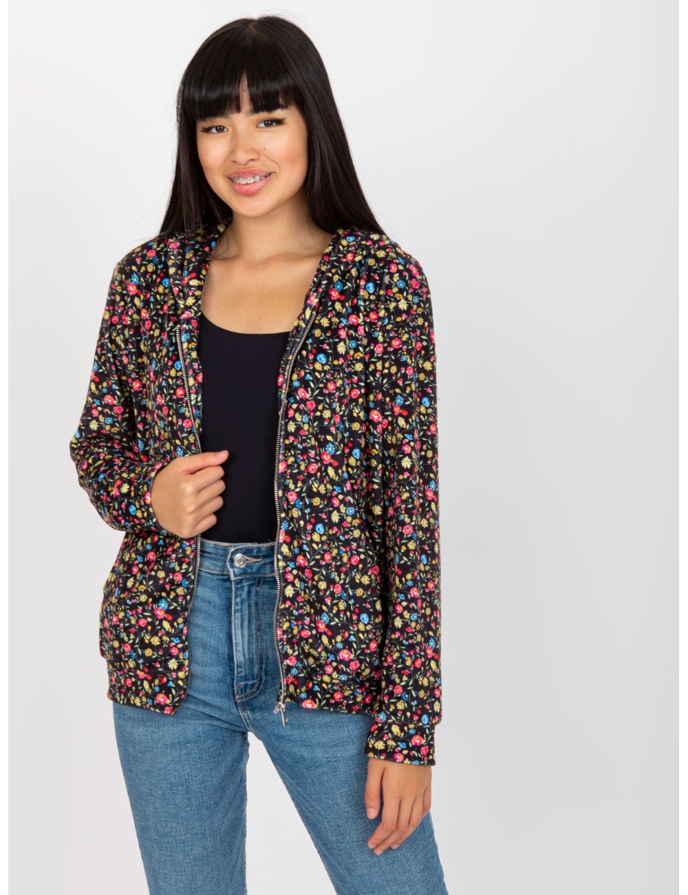 Wzorzysta bluza rozpinana z kapturem RUE PARIS