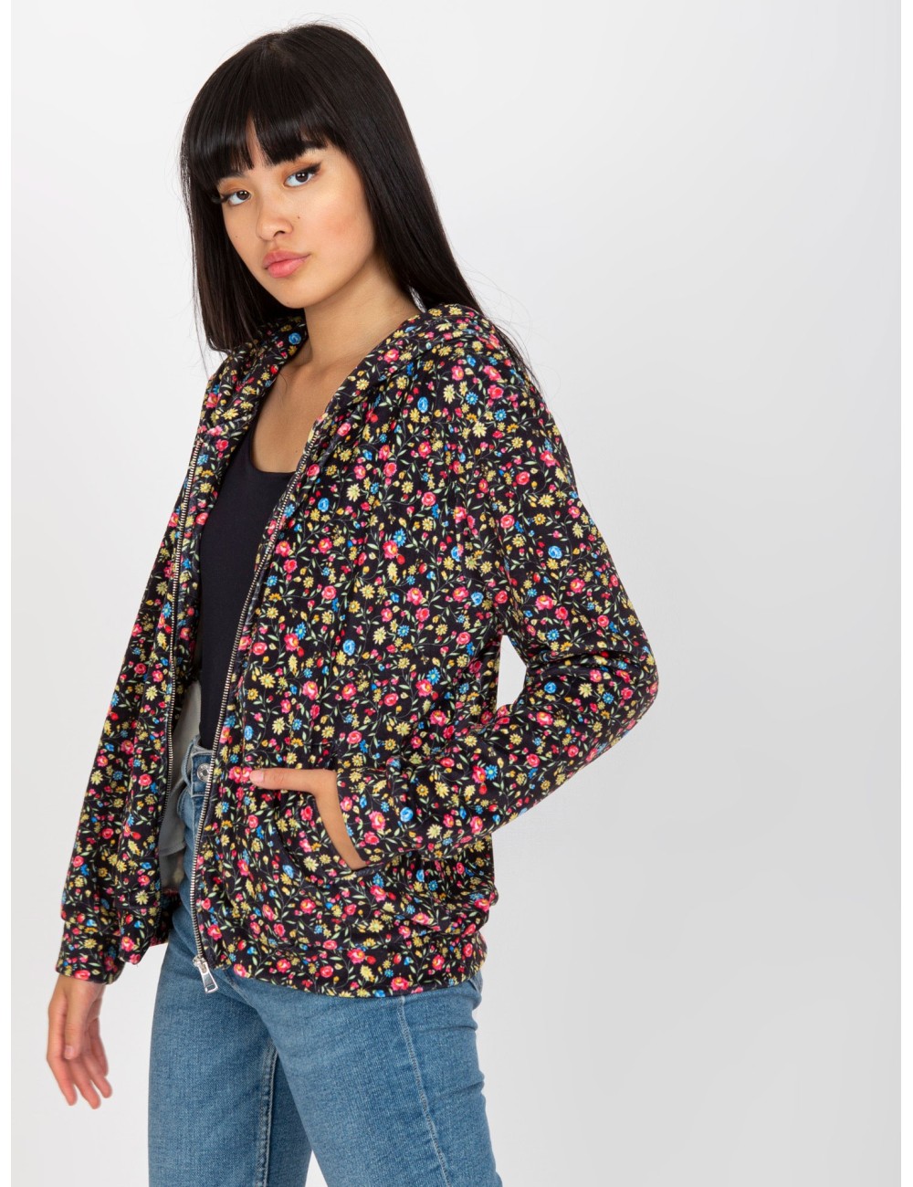 Wzorzysta bluza rozpinana z kapturem RUE PARIS