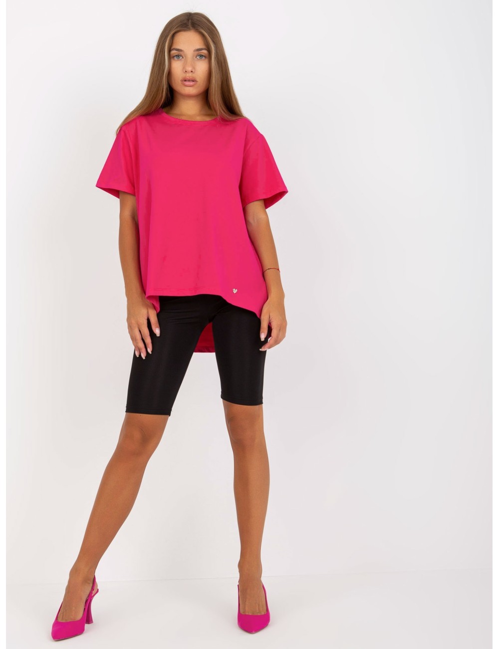 Asymetryczny t-shirt basic z bawełny