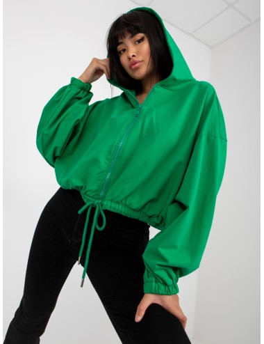 Melanżowa krotka bluza basic ze ściągaczem RUE PARIS