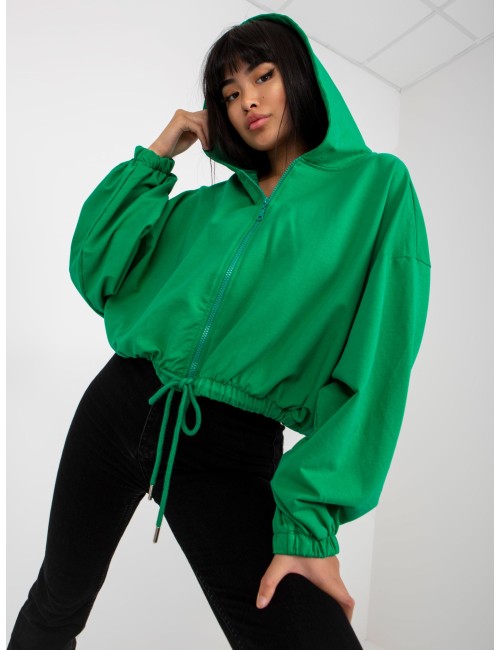 Melanżowa krotka bluza basic ze ściągaczem RUE PARIS
